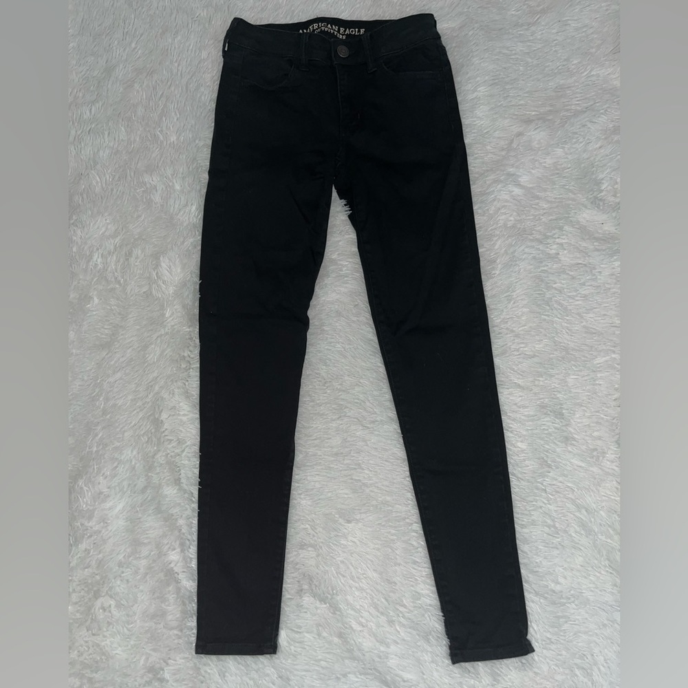 Black, No-Rip, Jeggings - Inseam: 28 in. - Size: 4 Long
